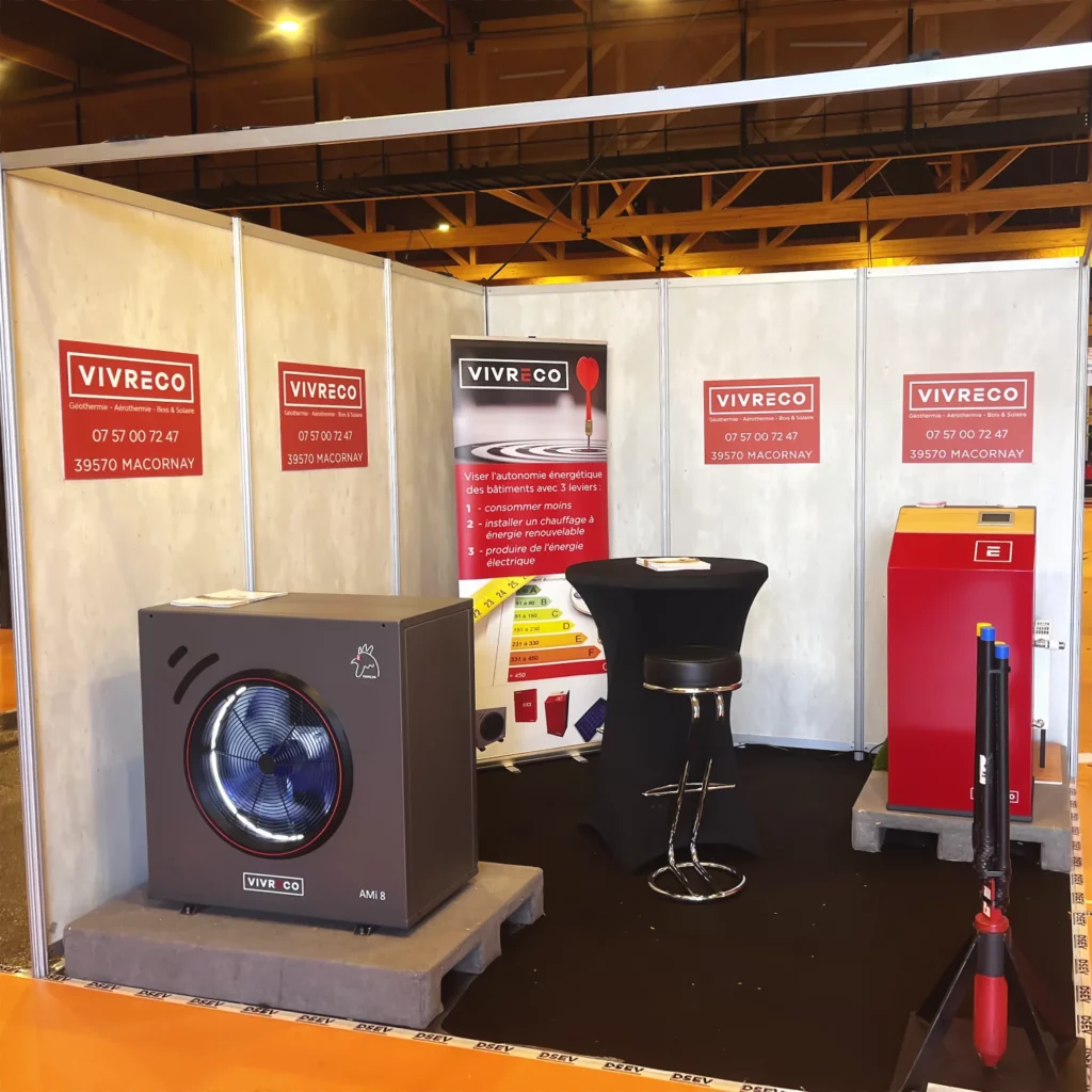 Stand avec pompe à chaleur aérothermie AMi